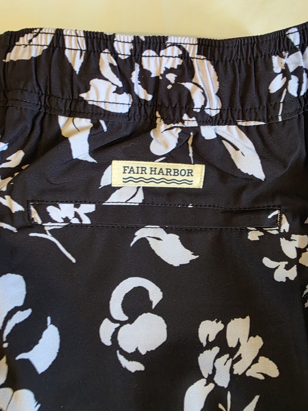 Fair Harbor Black Floral Hybrid Swim Shorts with White Drawstring - Picture 7 of 7